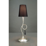 Paola 1-Light E14 Silver Table Lamp with Black Shade & Glass Adornments