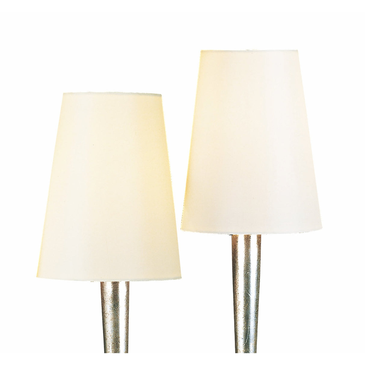 Paola Dual Light Table Lamp in Silver with Cream Conical Shades