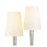 Paola Dual Light Table Lamp in Silver with Cream Conical Shades