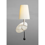 Elegant Paola Wall Lamp with Cream Shade & Black Glass Accents, Switched 1-Light E14, Silver Finish