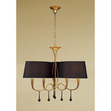 Paola Gold & Black Chandelier with Amber Droplets, 3 Arm, 6 Light E14