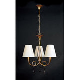 Paola Pendant Light Trio E14, Gold Finish with Cream Shades & Amber Glass Accents