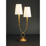 Paola Gold Twin Light Table Lamp with Cream Shades