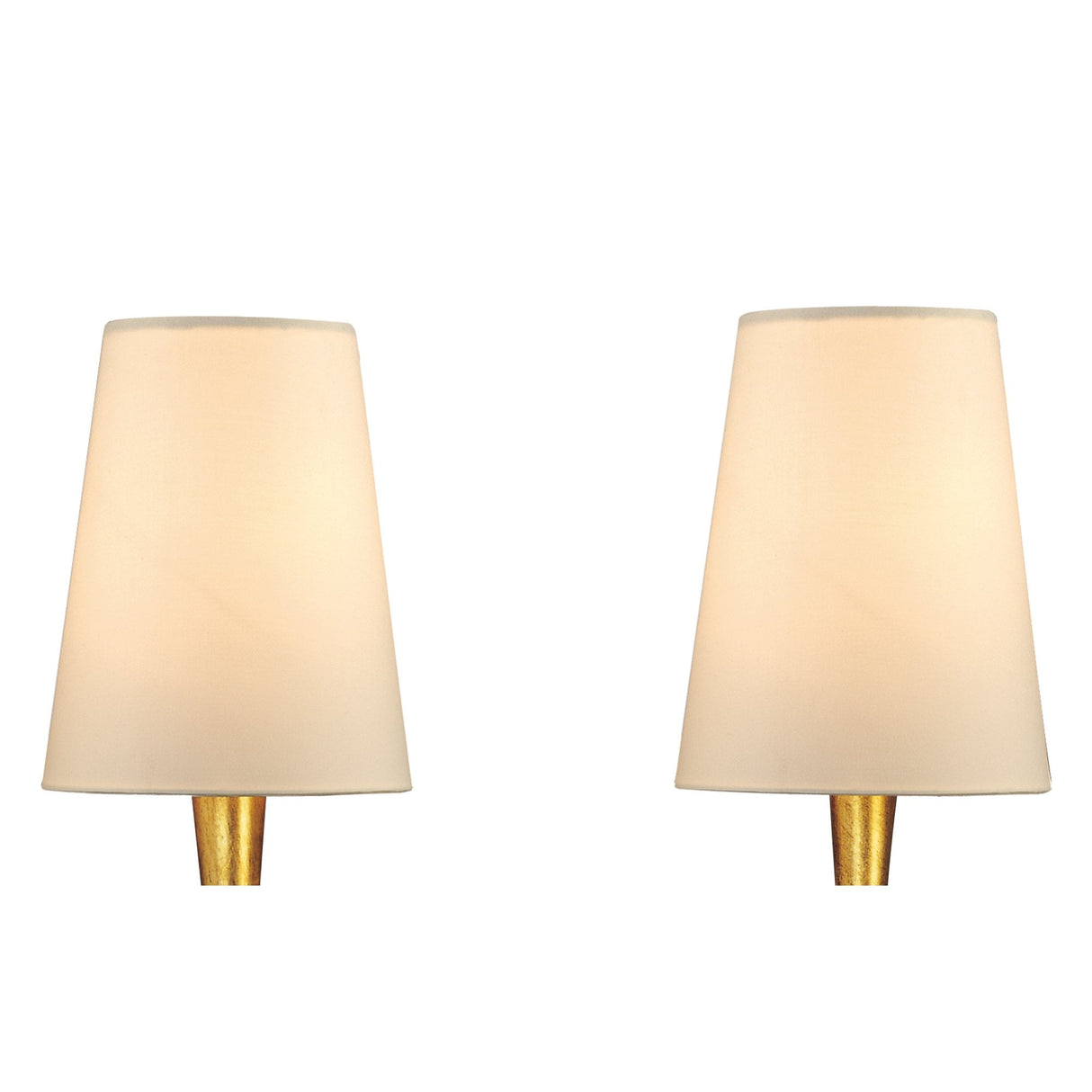 Paola Gold-Finished Dual-Light Wall Lamp with Cream Shades & Amber Glass Accents