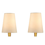 Paola Gold-Finished Dual-Light Wall Lamp with Cream Shades & Amber Glass Accents