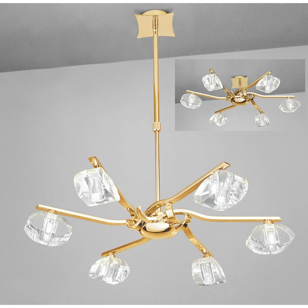 Alfa Convertible Telescopic 6-Light Fixture in Radiant French Gold