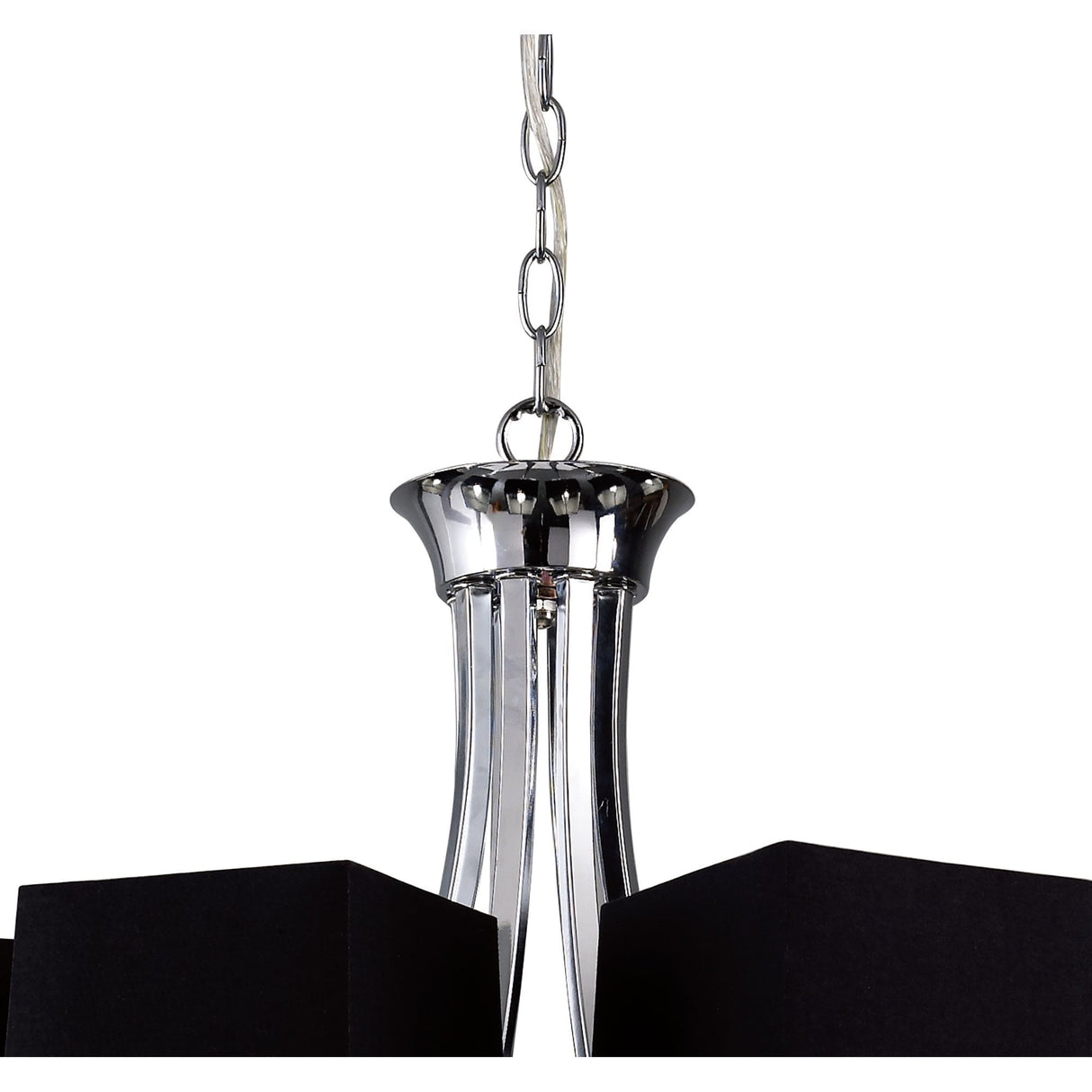 Akira Modern Pendant Light, 8-Light E14, Polished Chrome with Elegant Black Shades