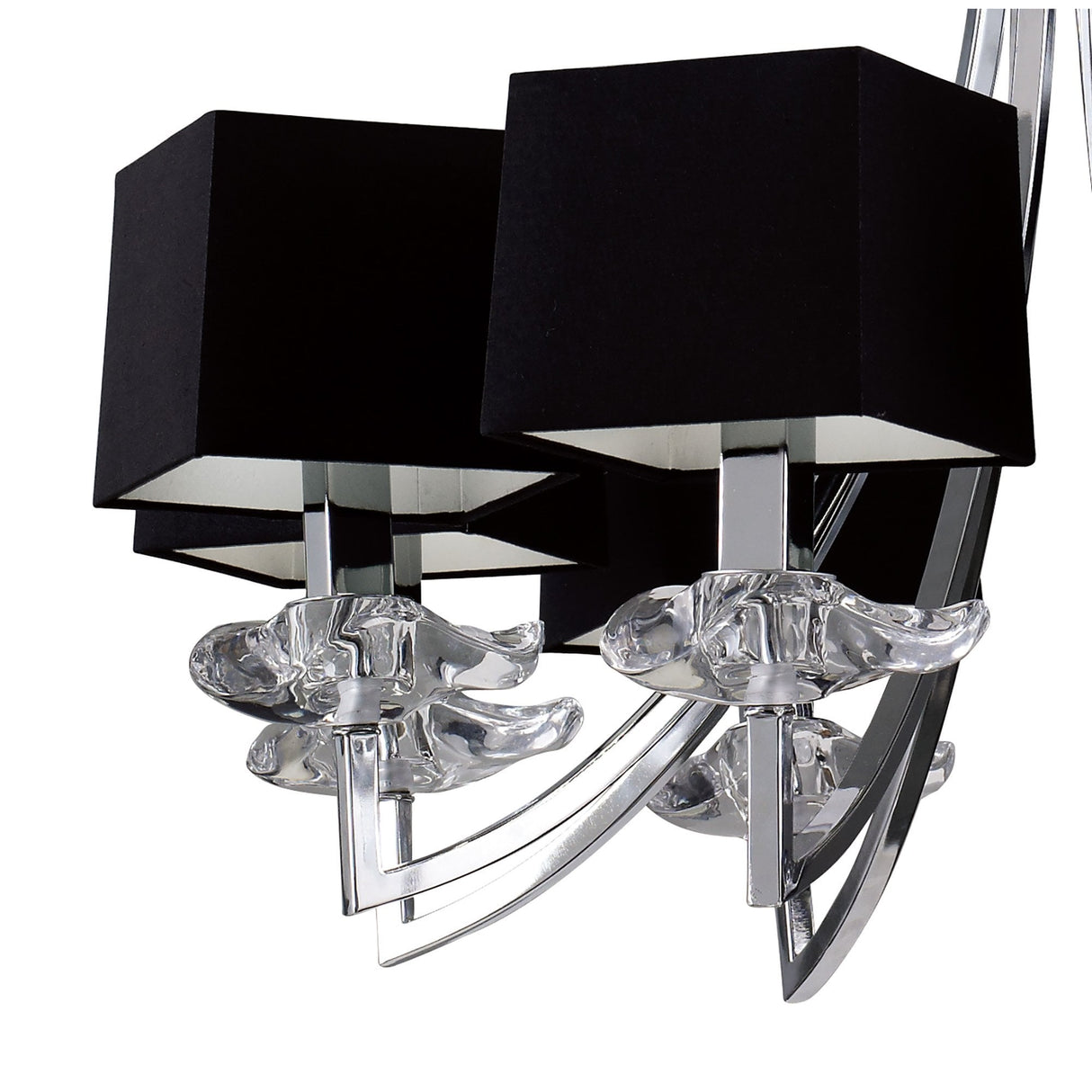 Akira Modern Pendant Light, 8-Light E14, Polished Chrome with Elegant Black Shades