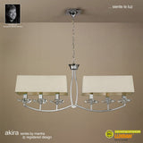 Akira Modern 2-Arm 6-Light Chandelier in Polished Chrome with Cream Shades