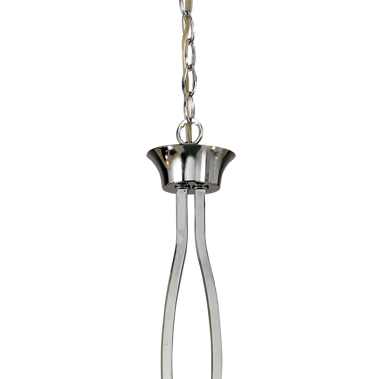 Akira Modern 2-Arm 6-Light Chandelier in Polished Chrome with Cream Shades