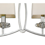 Akira Modern 2-Arm 6-Light Chandelier in Polished Chrome with Cream Shades