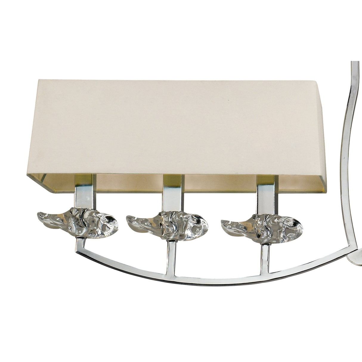 Akira Modern 2-Arm 6-Light Chandelier in Polished Chrome with Cream Shades