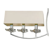 Akira Modern 2-Arm 6-Light Chandelier in Polished Chrome with Cream Shades