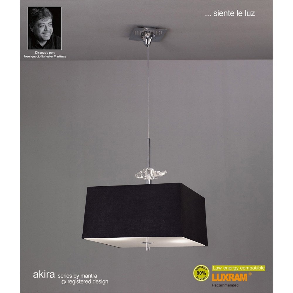 Akira Pendant Light: Modern Elegance in Polished Chrome with Black Shade