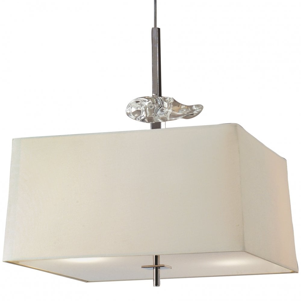 Akira 4-Light Pendant in Polished Chrome with Frosted Glass and Cream Shade