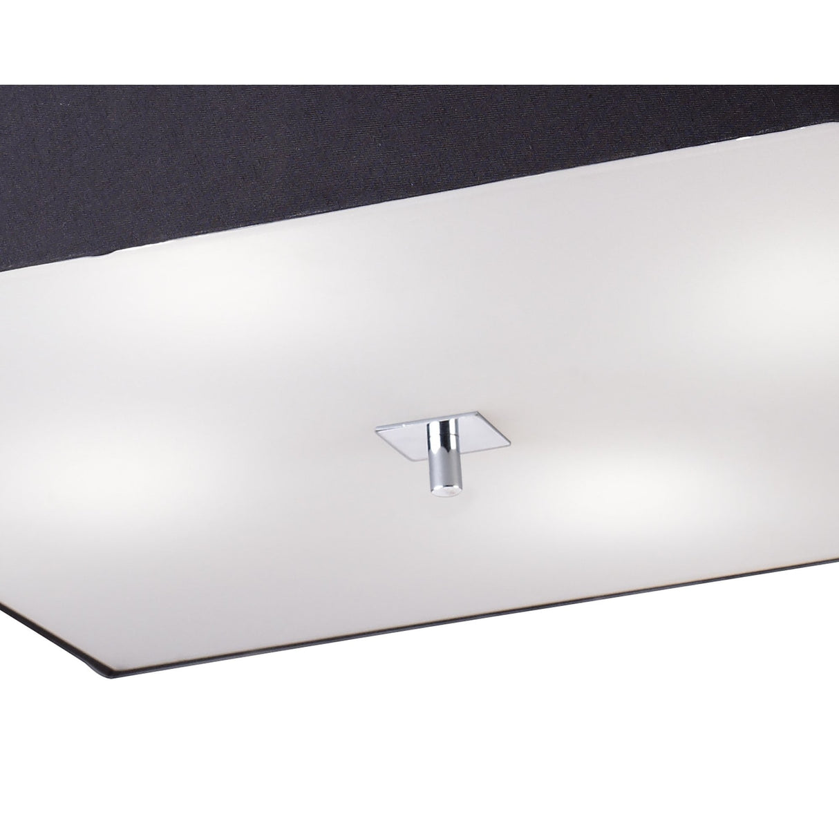 Akira Ceiling Light: Sleek Polished Chrome with Frosted Glass and Black Square Shade