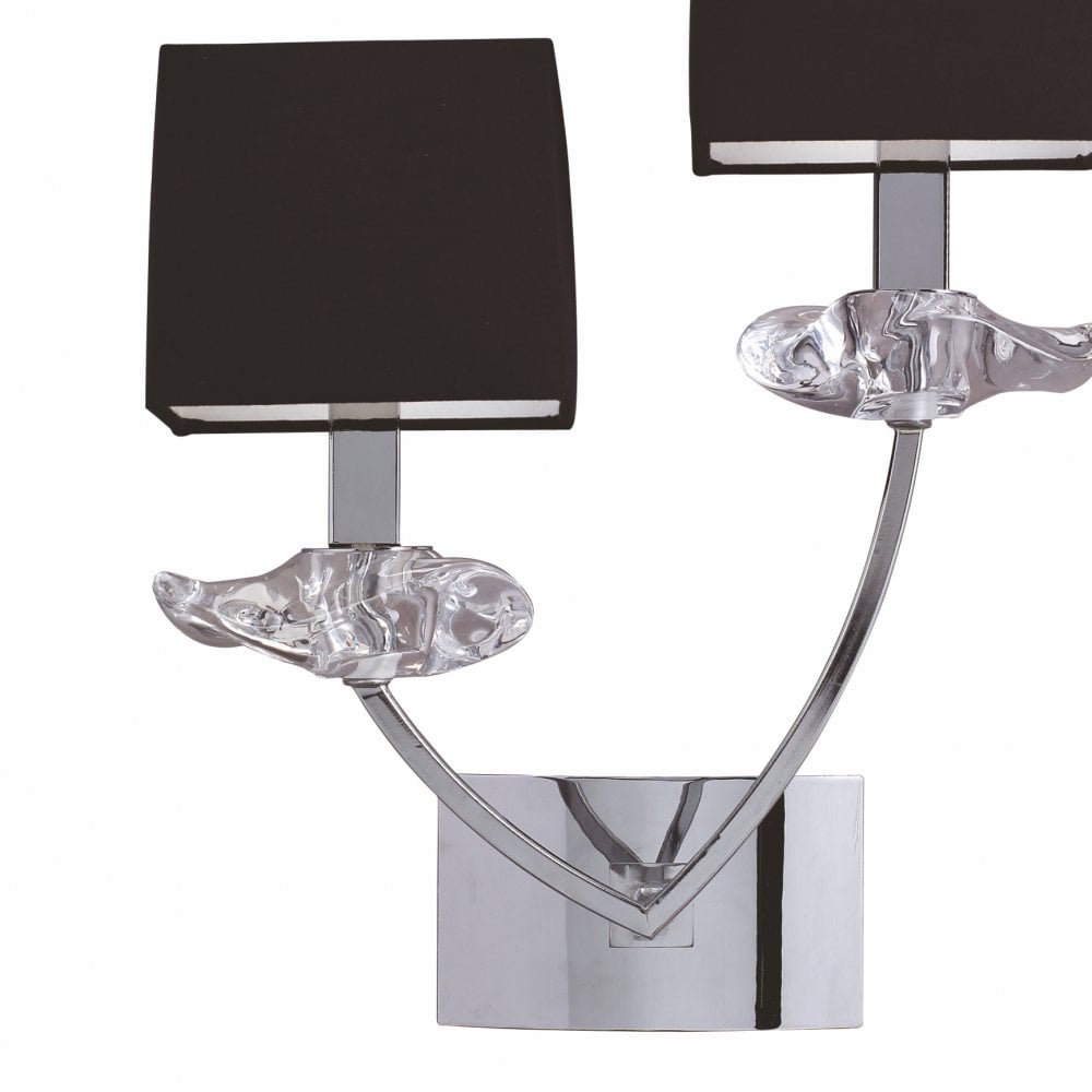 Akira Dual Light Wall Sconce in Polished Chrome with Black Shades