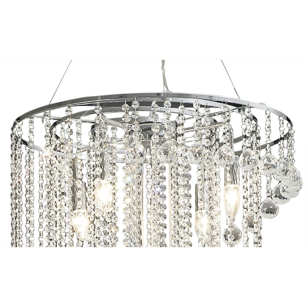 Atla Spiral 7-Light Pendant in Polished Chrome with Clear Diyas Crystal
