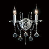 Polished Chrome Crystal Elegance: Bianco Dual Light Wall Lamp with Pull Switch
