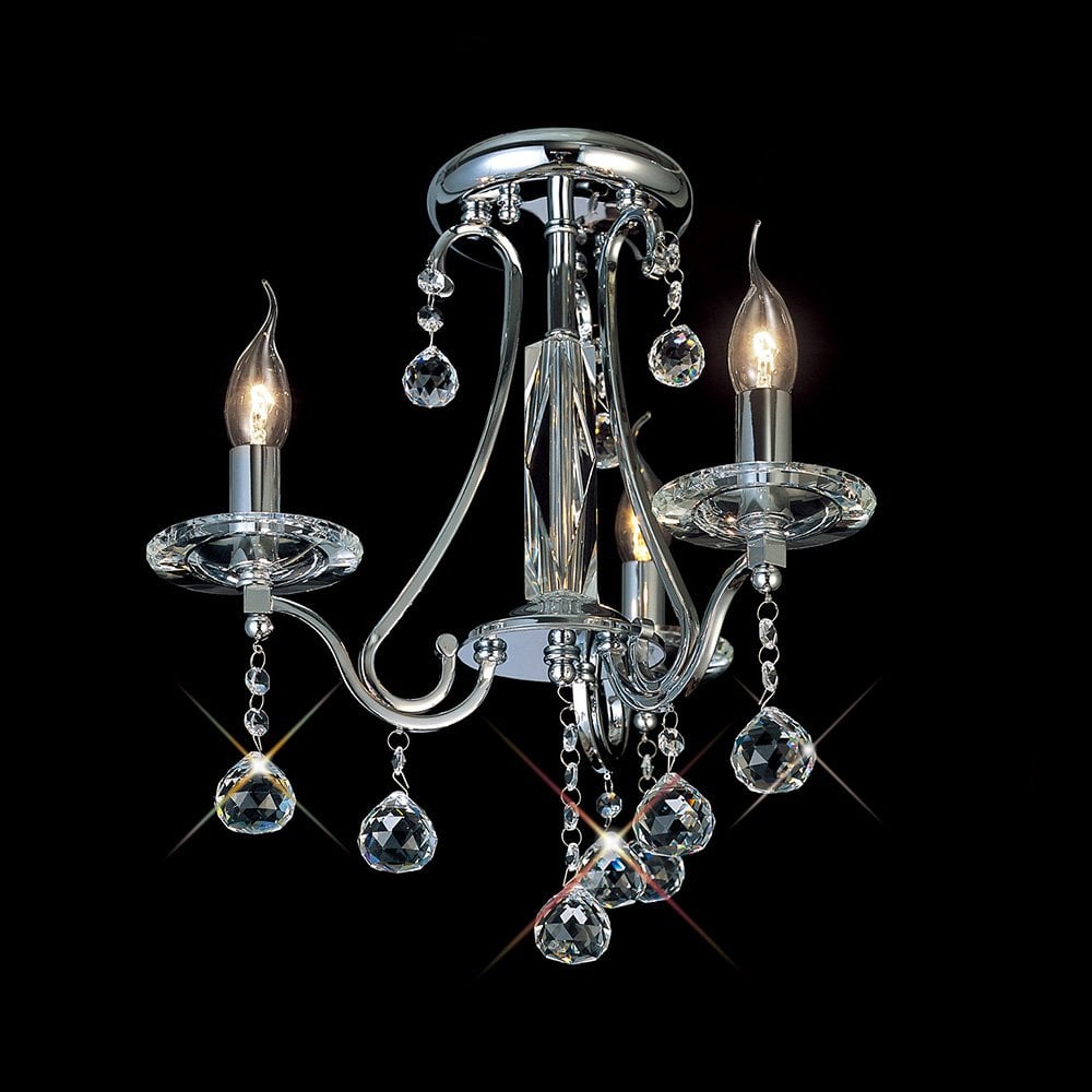 Bianco Ceiling Light with Polished Chrome and Clear Crystal Accents