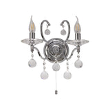 Zinta 2-Light Polished Chrome and Crystal Wall Sconce with Pull Switch