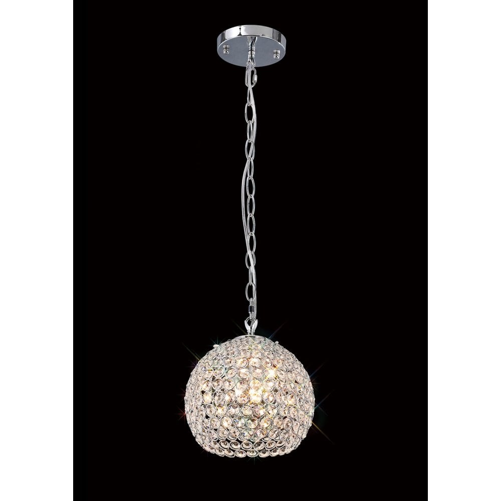 Ava Pendant Light with Polished Chrome and Crystal Elegance