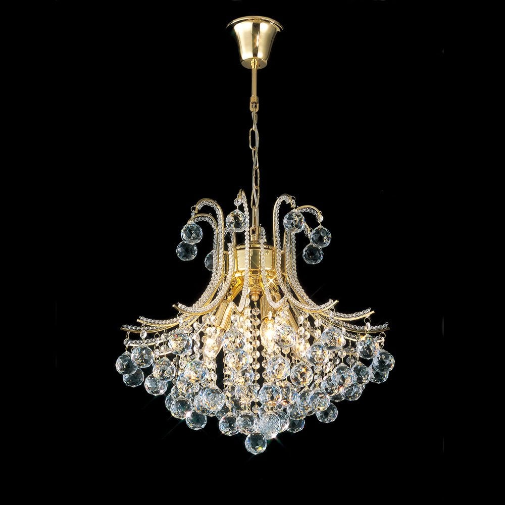 Elegant Radiance: Round Gold Crystal Pendant Light by Cassia Twigue