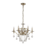 Zinta 6-Light Pendant in French Gold with Clear Diyas Select Crystals