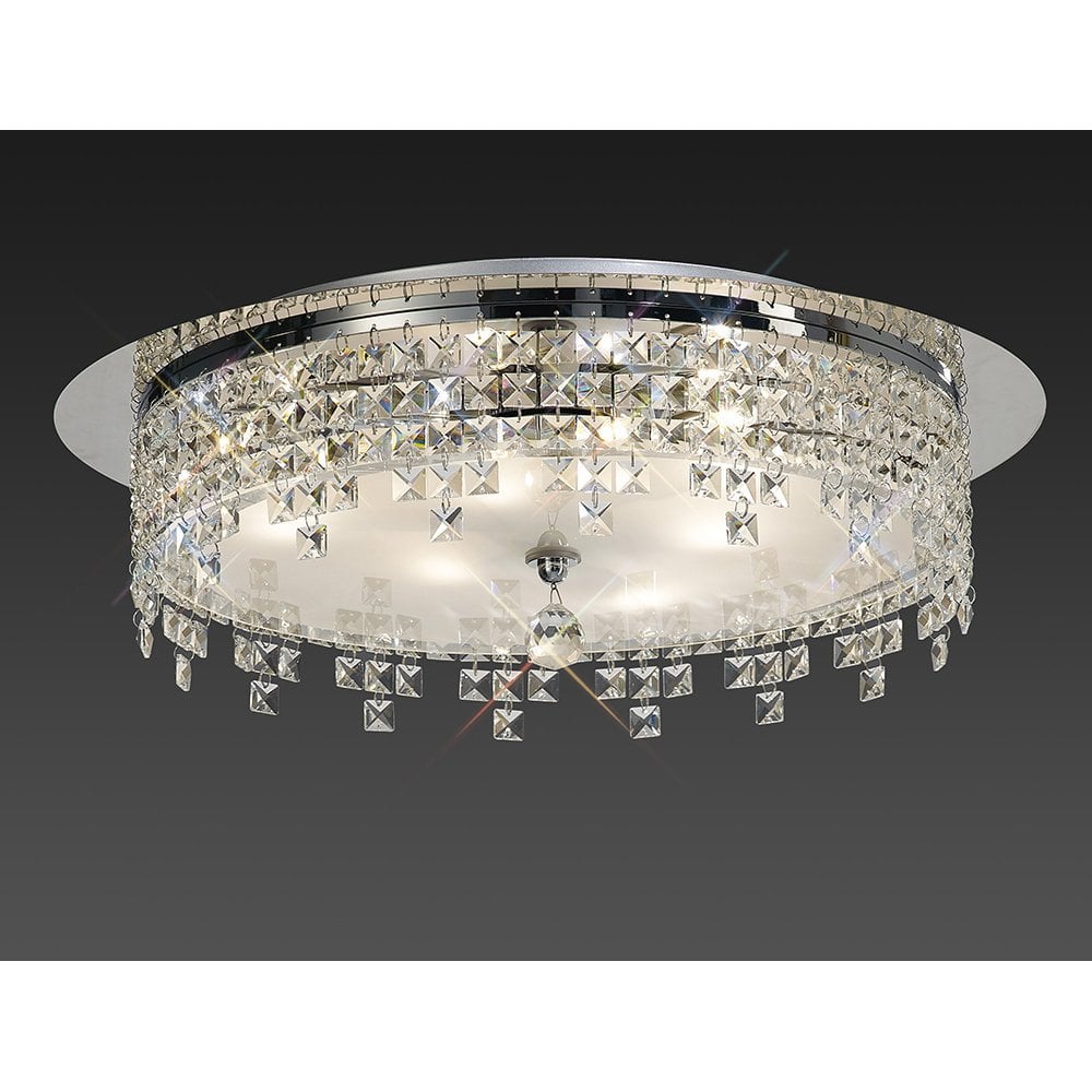 Esta Collection 4-Light Modern Polished Chrome and Crystal Ceiling Fixture