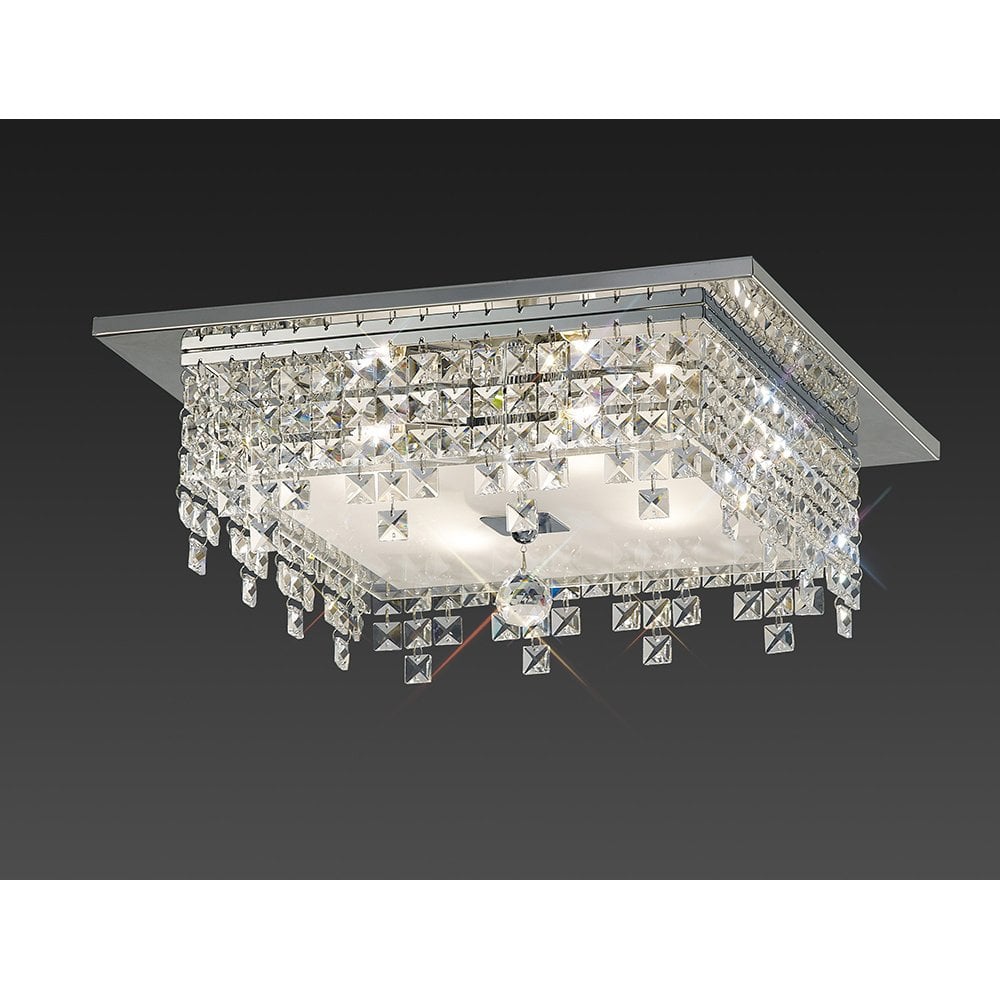 Esta Square 4-Light Crystal Chandelier in Polished Chrome