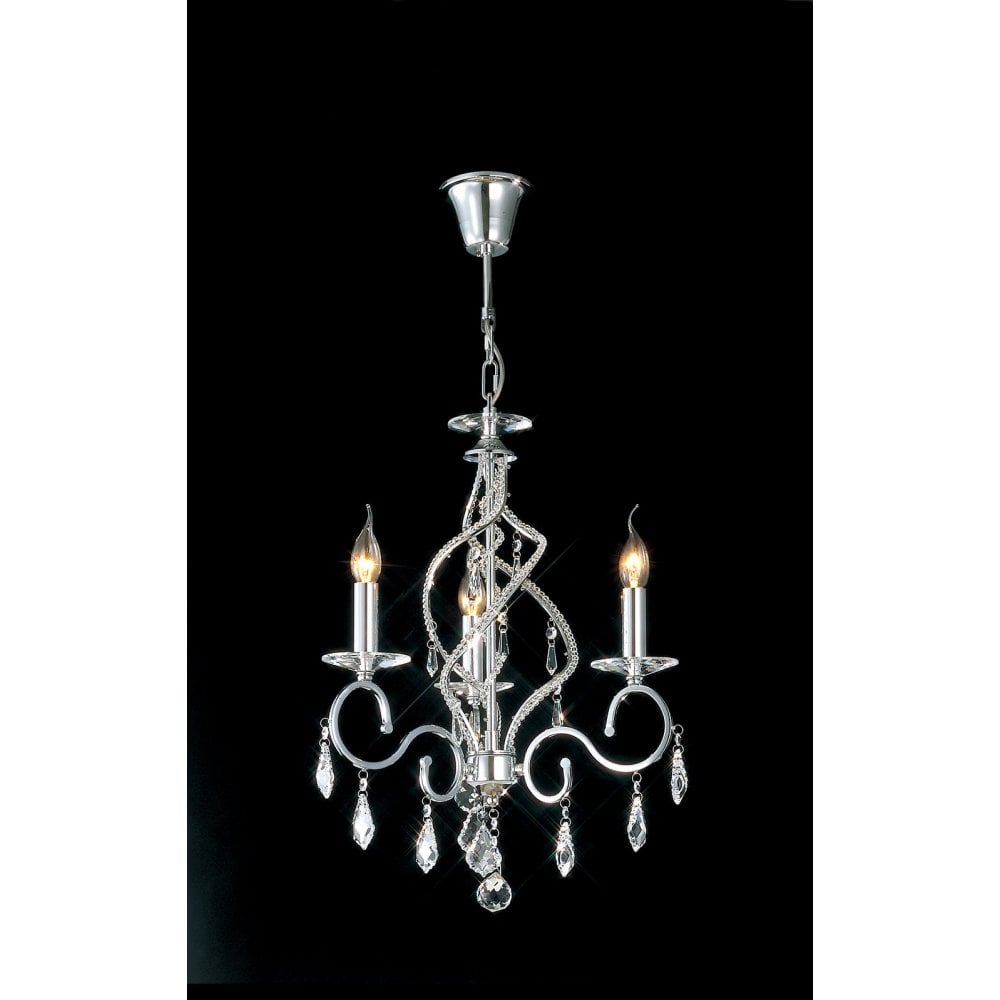 Torino Pendant 3-Light Chandelier with Polished Chrome and Crystal Elegance