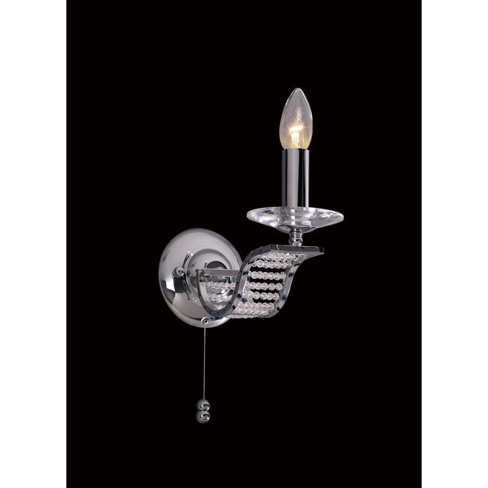 Niobe Elegance Wall Lamp - Polished Chrome with Crystal Accents