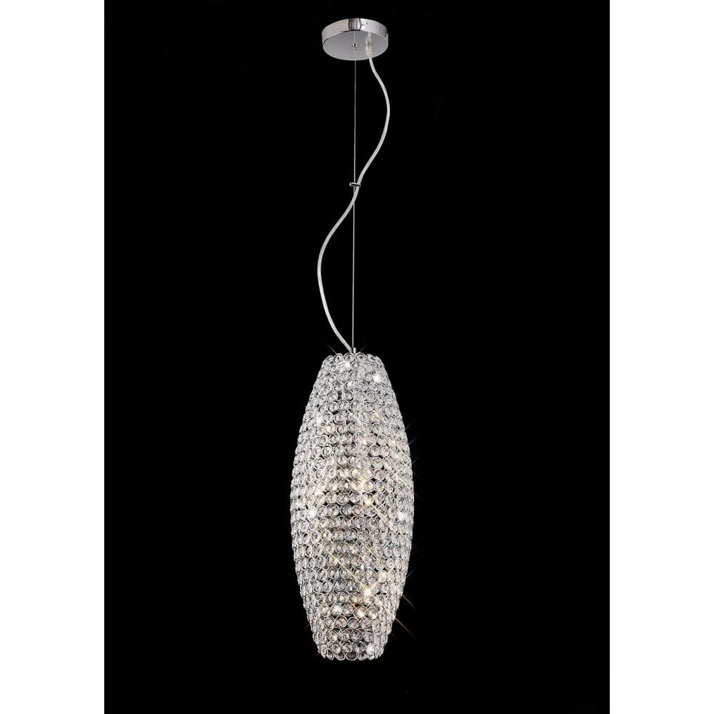 Kos Chrome and Crystal 4-Light Pendant Chandelier