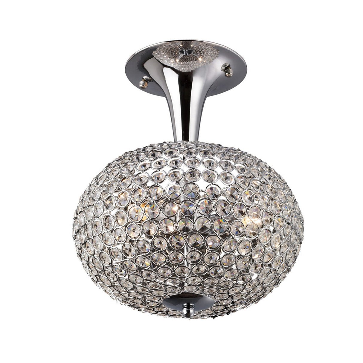 Vado Semi Flush Mount 3-Light in Polished Chrome with Crystal Accents