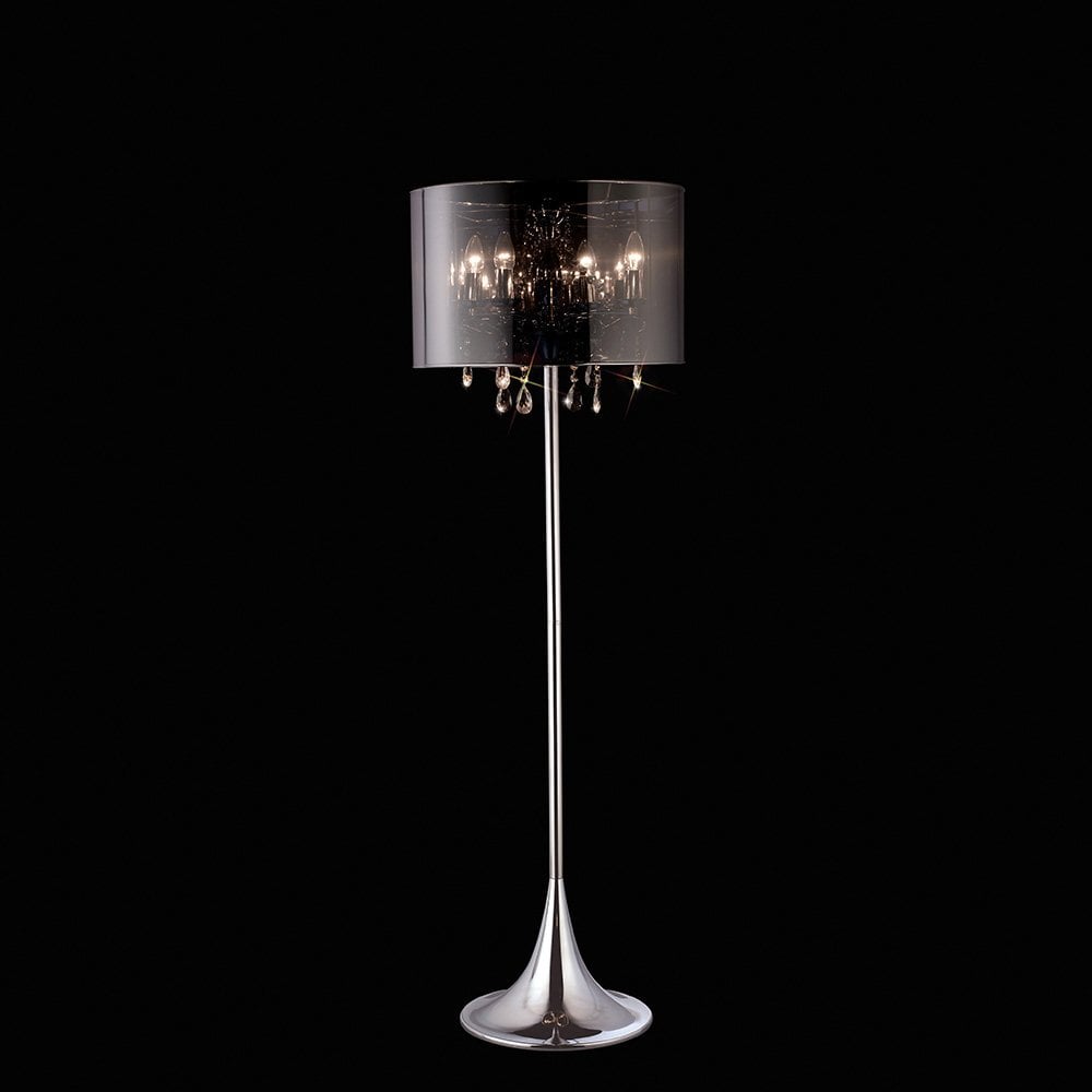 Trace Four-Light Floor Lamp with Chrome and Smoked Mirror Shade
