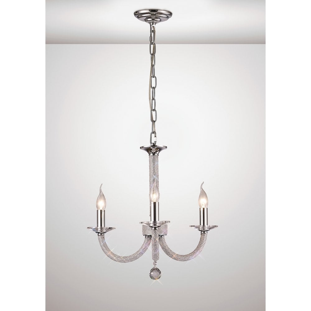 Elena 3-Light Crystal Sphere Pendant in Polished Chrome