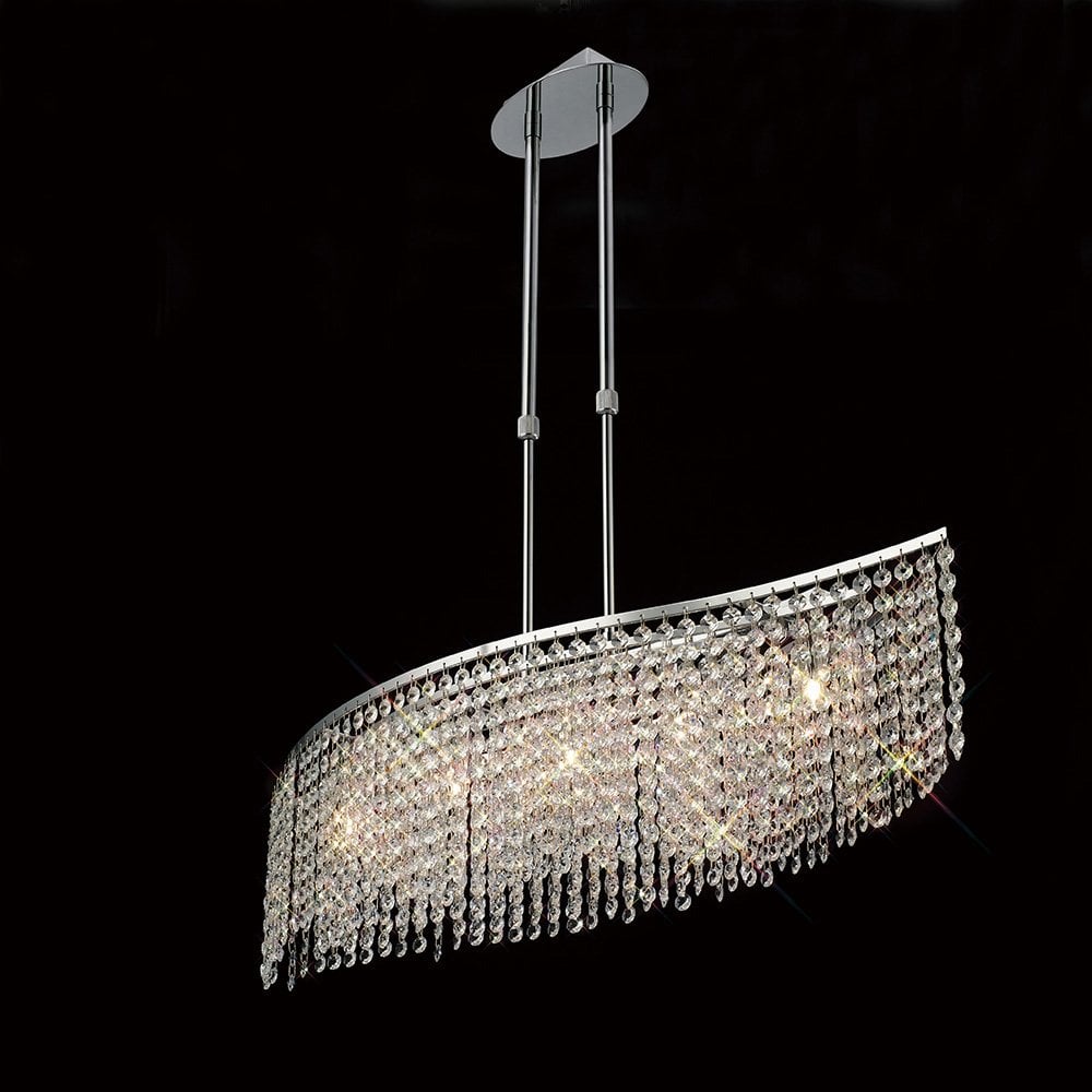Fabio Telescopic 5-Light Pendant Bar in Polished Chrome with Clear Crystal