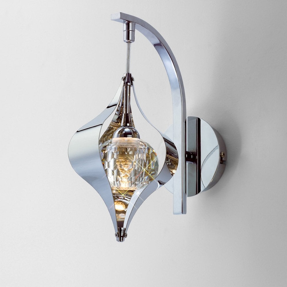 Cassia Twigue Elegance Wall Light in Polished Chrome with Crystal Accent