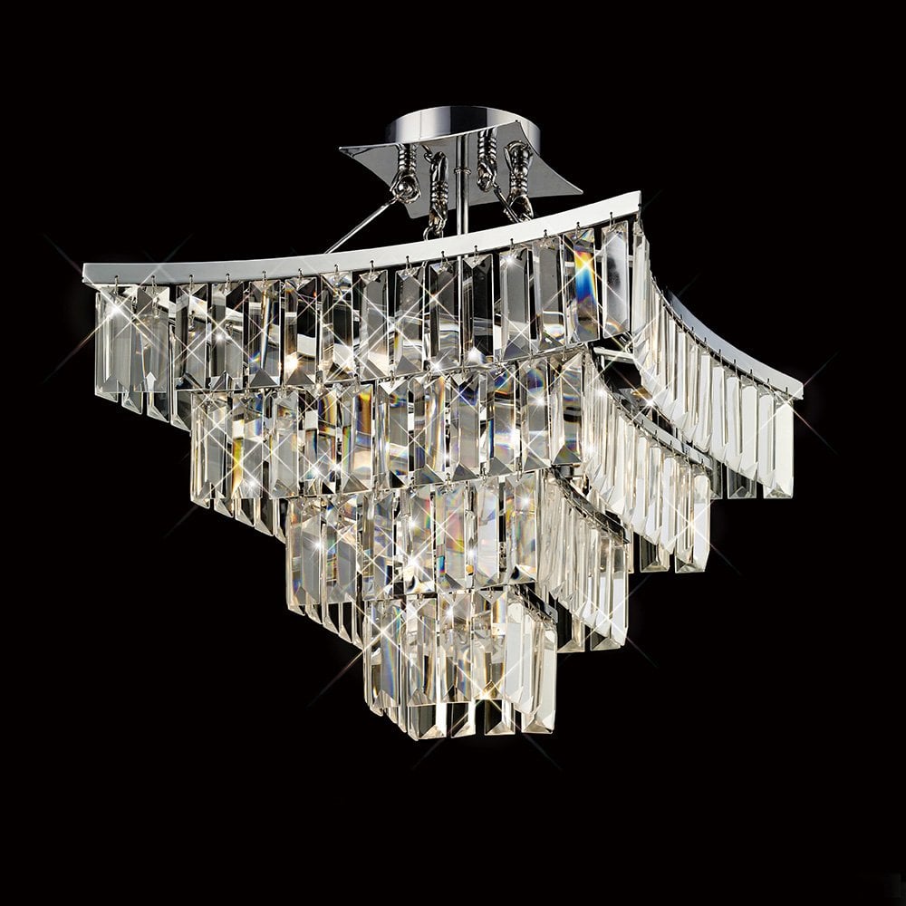Gianni Polished Chrome and Crystal 5-Light Semi Ceiling Fixture