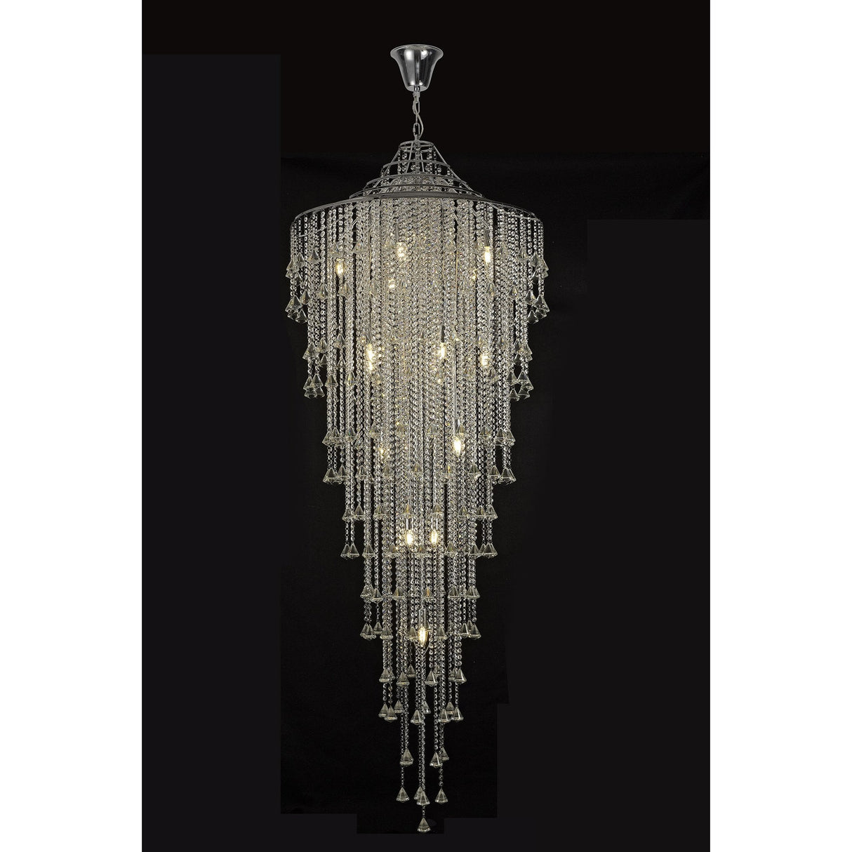 Inina Grand Crystal Elegance 15-Light Pendant in Polished Chrome