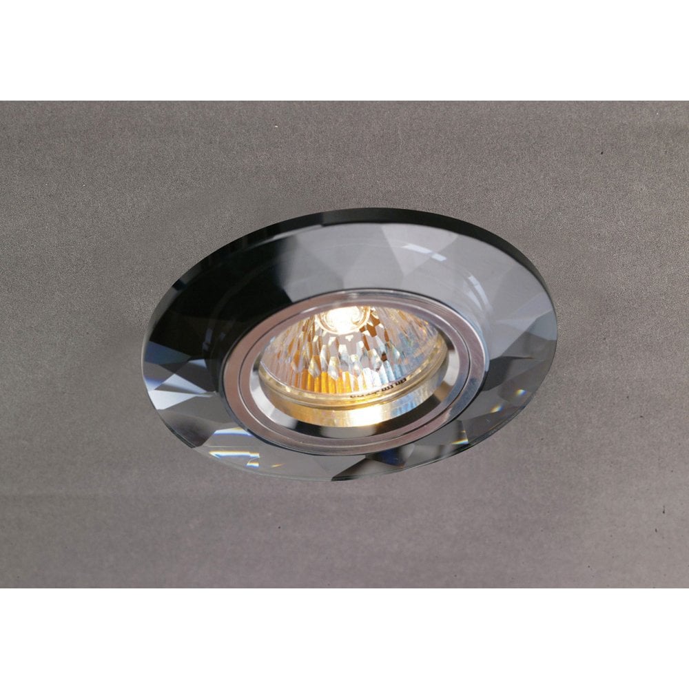 Black Chamfered Crystal Downlight Rim - Elegant Round Design
