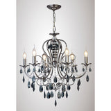 Luna 6-Light Pendant in Black Chrome with Clear and Smoked Crystal Accents