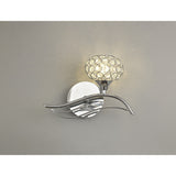 Leimo Switched Wall Lamp, Right Facing, Polished Chrome with Crystal Elegance