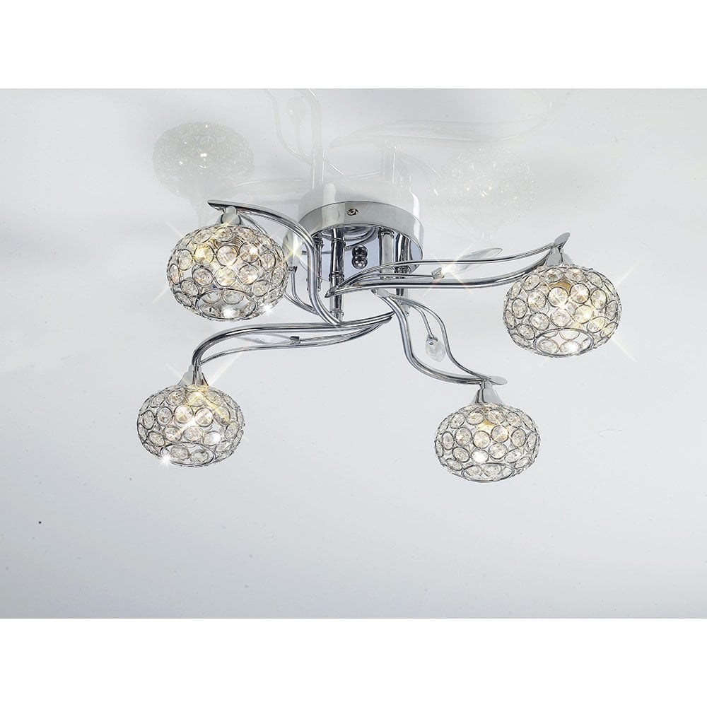 Leimo 4-Light Crystal Ceiling Fixture in Polished Chrome