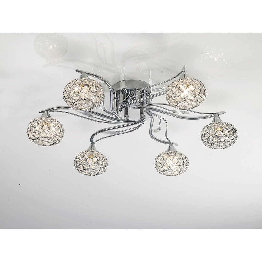 Leimo Crystal Elegance 6-Light Ceiling Fixture in Polished Chrome