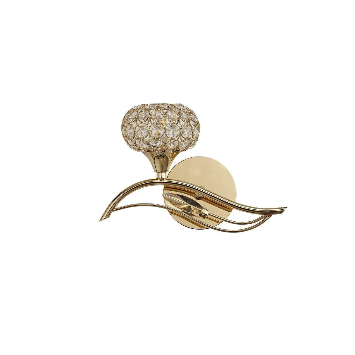 Leimo Left-Sided Wall Light in French Gold with Crystal Accent