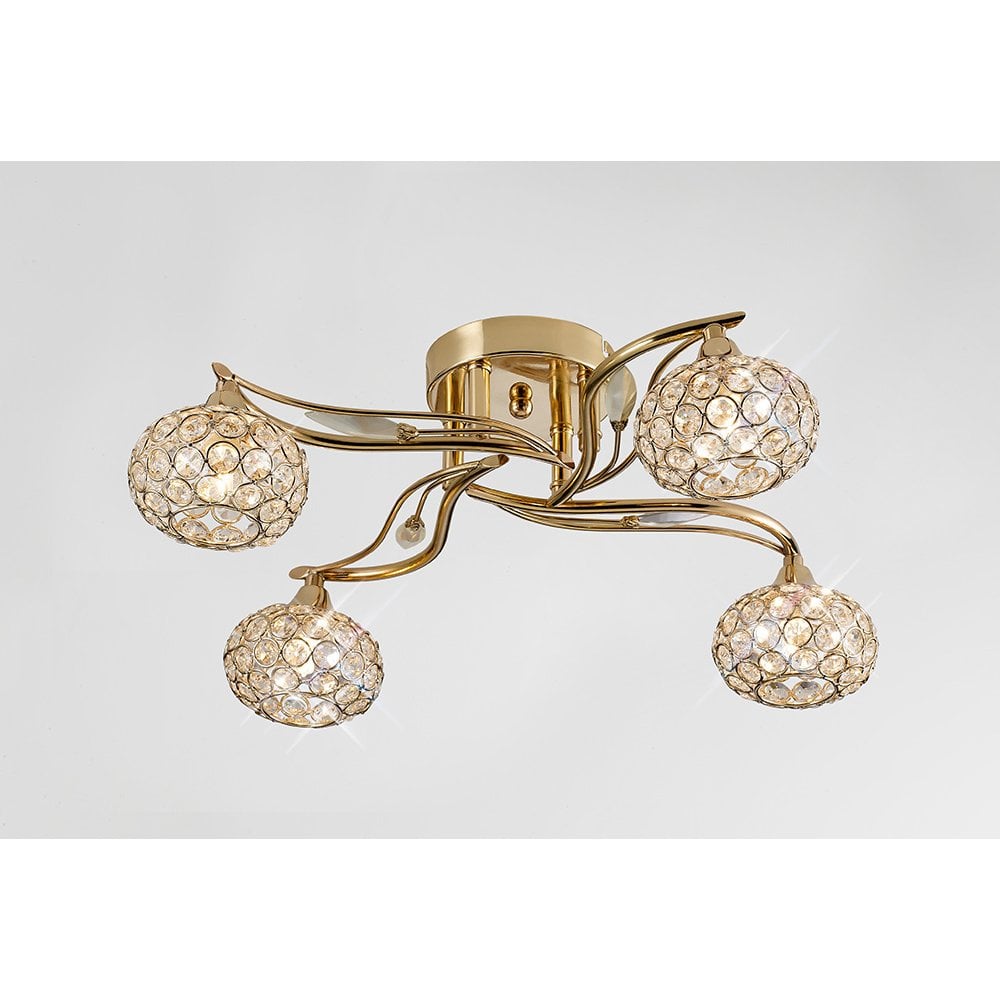 Leimo French Gold Crystal 4-Light Ceiling Fixture