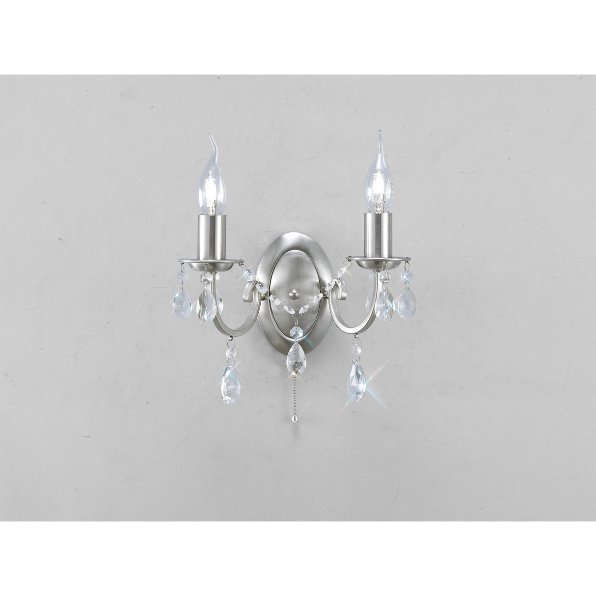Kyra Dual Light Wall Lamp with Satin Nickel and Crystal Accents