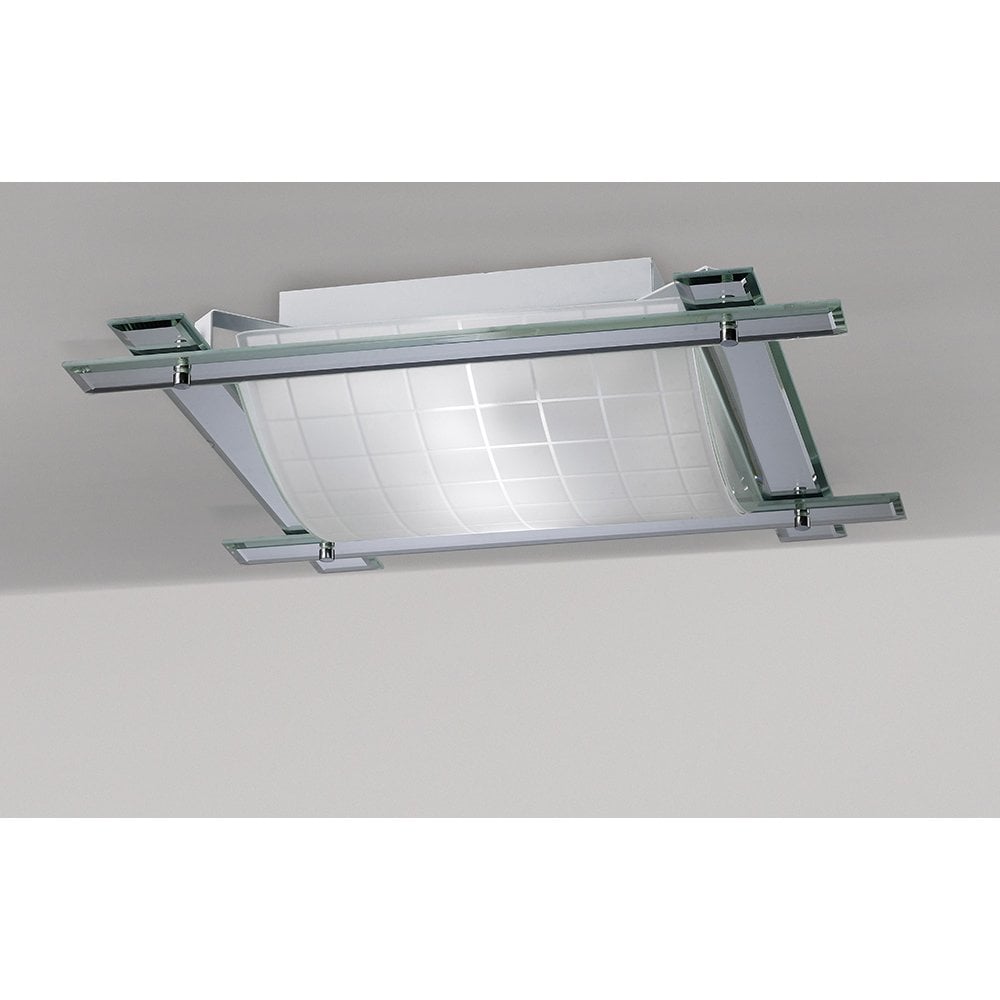 Leo Three-Light Polished Chrome Ceiling Fixture with Mirrored and Frosted Glass