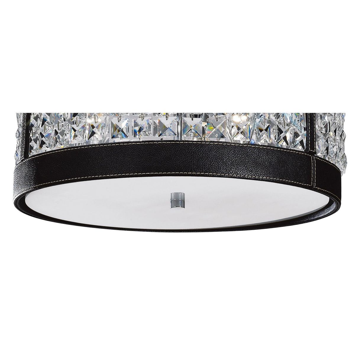 Celsa 3-Light Ceiling Fixture in Polished Chrome and Black with Crystal Accents